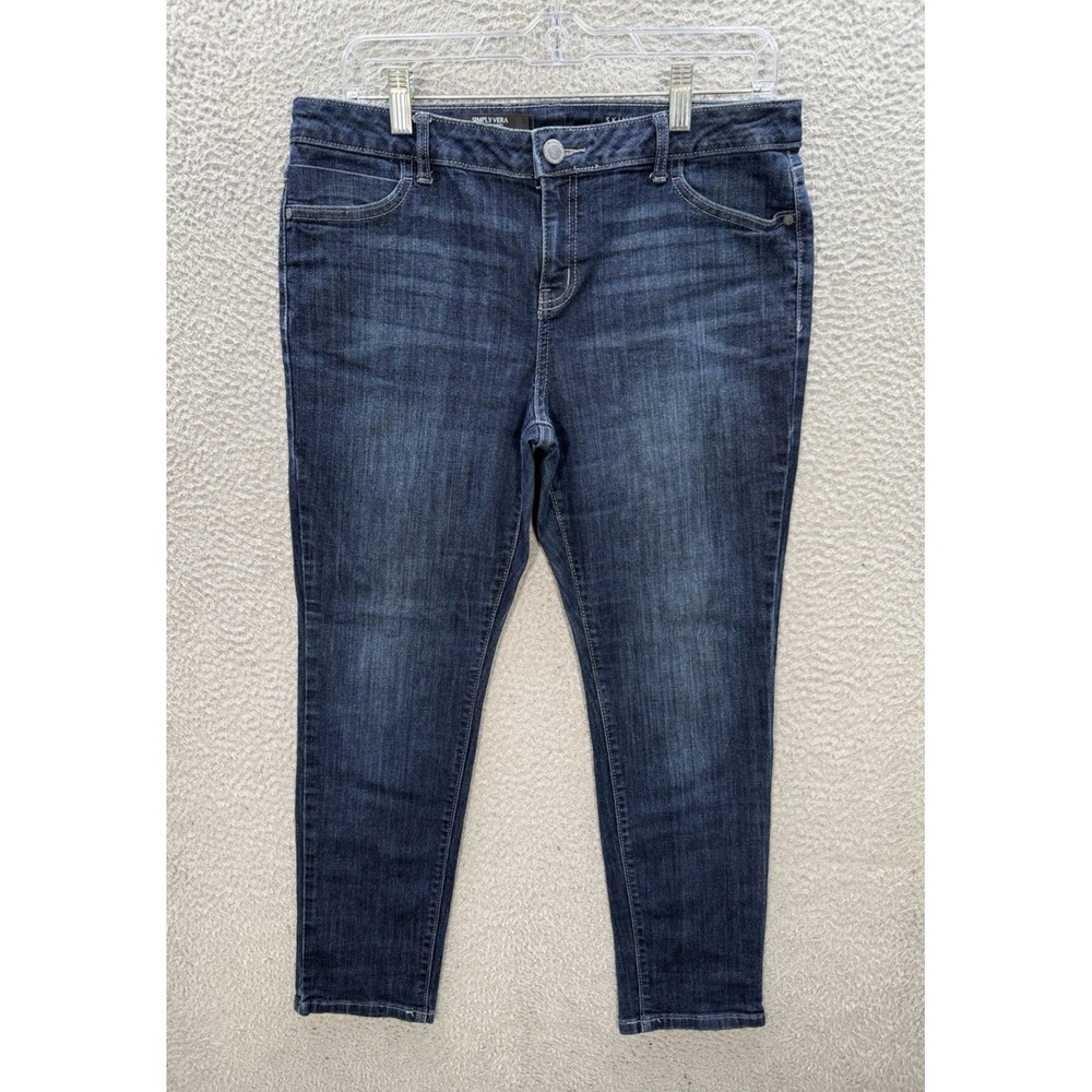 Simply Vera Vera Wang Jeans Womens 12‎ Petite Small Blue Skinny Mid Rise Stretch
